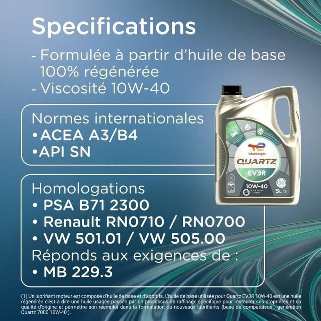 Car Motor Oil Totalenergies Quartz EV3R 10W40 5 L